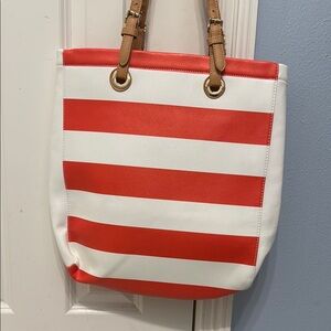 Shiraleah Orange and White Nautical Tote Bag